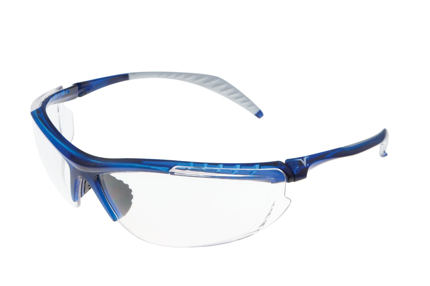 Encon Wraparound Veratti Clear Lens Safety Glasses with a Translucent Blue Frame